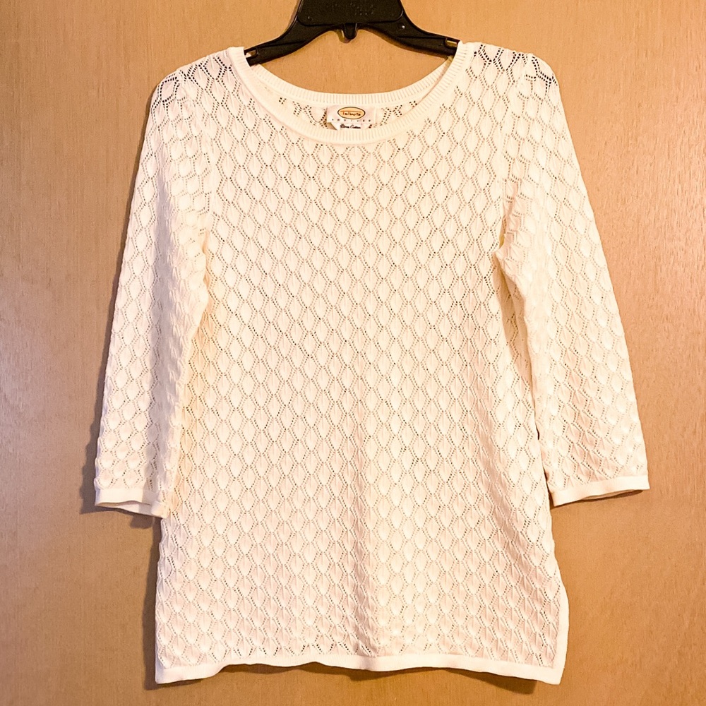 Talbots Petites Pima Cotton White/Ivory Sweater